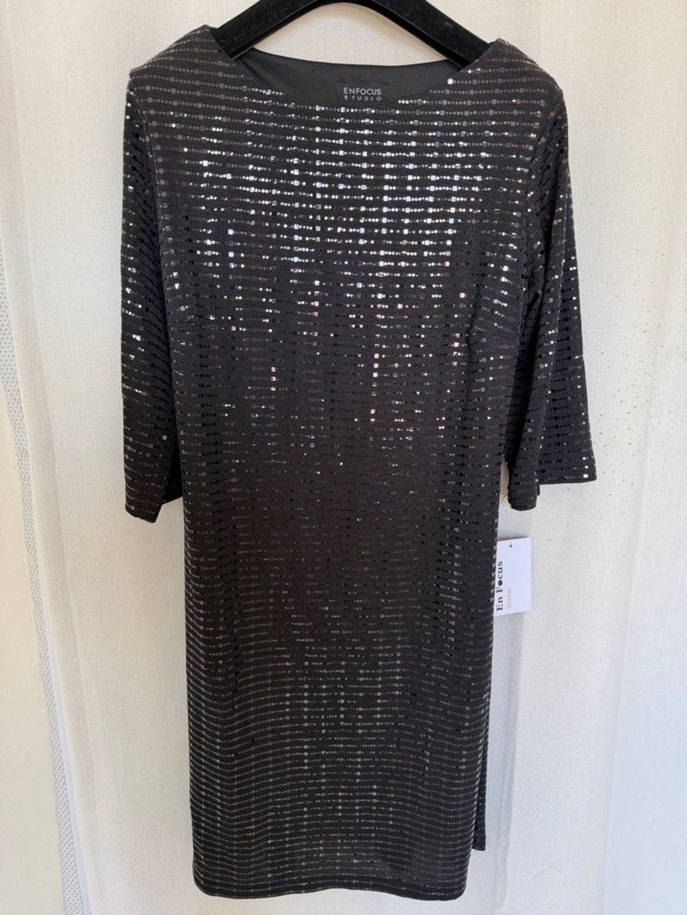 Enfocus Studio Black Sequin Midi Dress